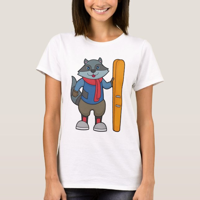 Camiseta Racoon Skier Ski (Frente)