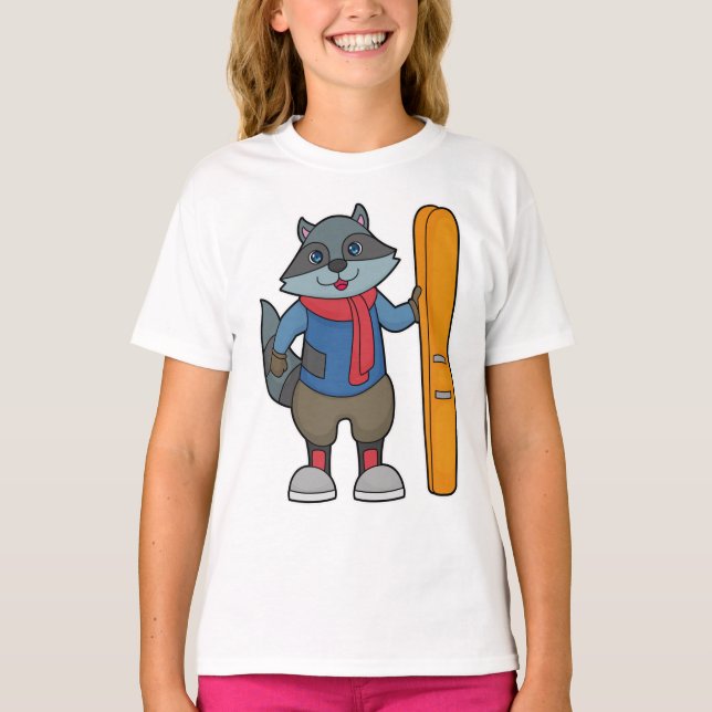 Camiseta Racoon Skier Ski (Frente)