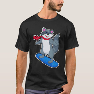 Camiseta Racoon Snowboarder Snowboard Esportes de inverno