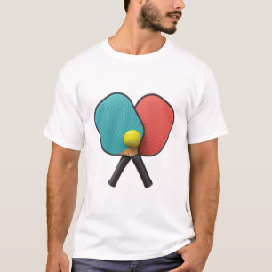 Camiseta Racquetes de Pickleball Minimalistas Bola Amarela