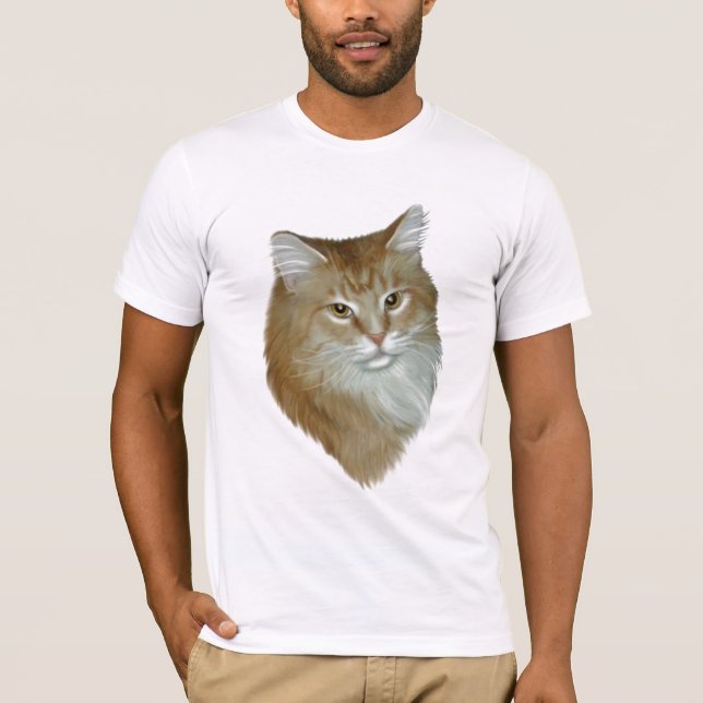 Camiseta Racum vermelho de Maine do gato malhado (Frente)