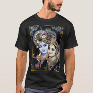 Camiseta Radha-Krishna: Flores divinas do ॐ do amor