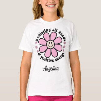 Camiseta Radiação da ventoinha rosa feliz com energia posit