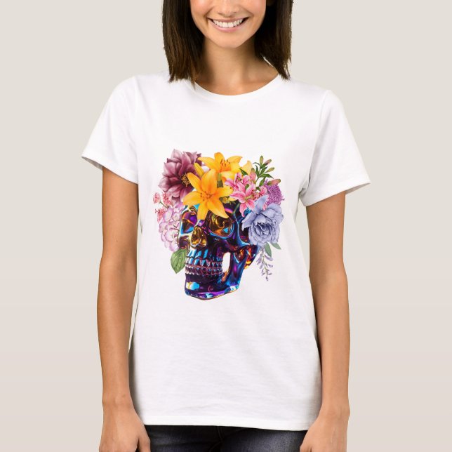 CAMISETA RADIÂNCIA DO CRÂNIO FLORAL (Frente)