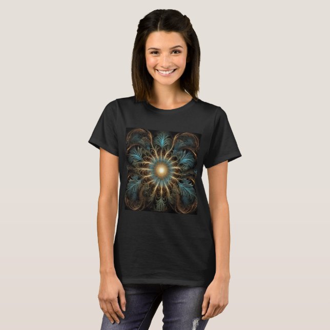 Camiseta Radiant Fractal Flower (Frente Completa)