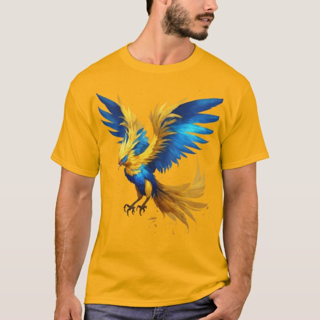 Camiseta Radiante do Céu Phoenix: Beleza Azul e Am (Frente)