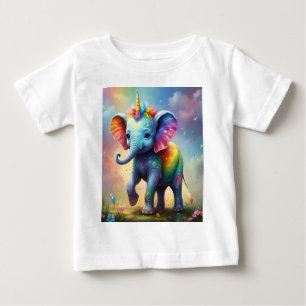 Camiseta Radiante Maravilha: O Bebê Arco-Íris Elefante Unic