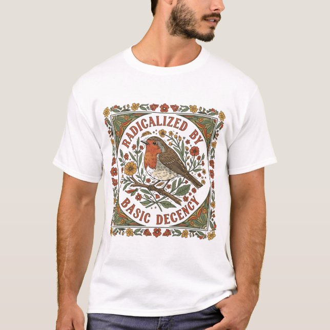 Camiseta Radicalized by Basic Decency Bird Illustration  (Frente)
