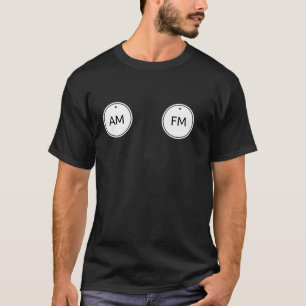 Camiseta Rádio AM FM disca mens de dupla abertura engraçado