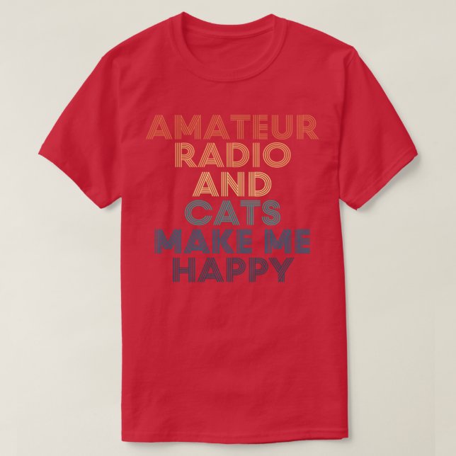Camiseta Rádio Amador E Gatos Me Fazem Feliz (Frente do Design)