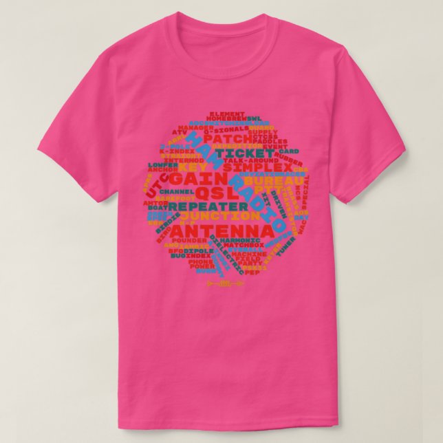 Camiseta Rádio HAM World Cloud Amateur (Frente do Design)