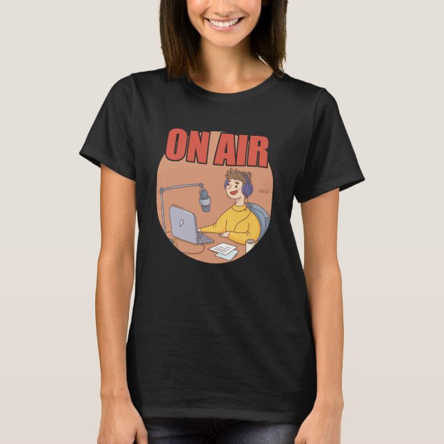 Camiseta Rádio No Ar Podcast Microfone Podcasting Hospedage (Frente)