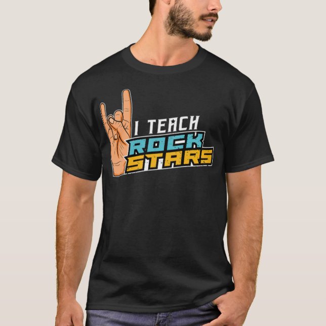 Camiseta Rádio Teach Rock Stars Rock n Roll Musik Teacher (Frente)