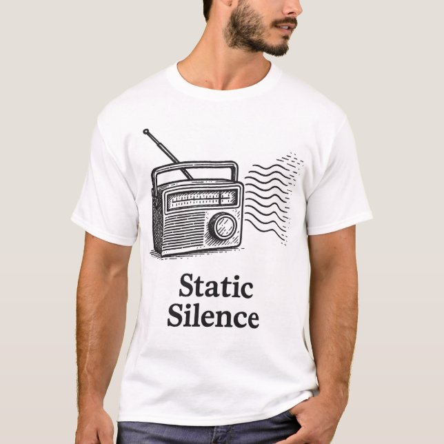 Camiseta Rádio Vintage intitulada: Silêncio Estático (Frente)
