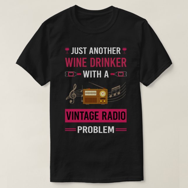 Camiseta Rádio Vintage para Bebidas de Vinho (Frente do Design)