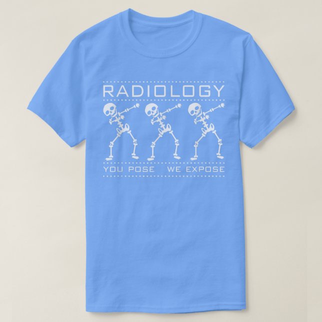 Camiseta Radiologia três esqueletos dançantes doutorado rad (Frente do Design)