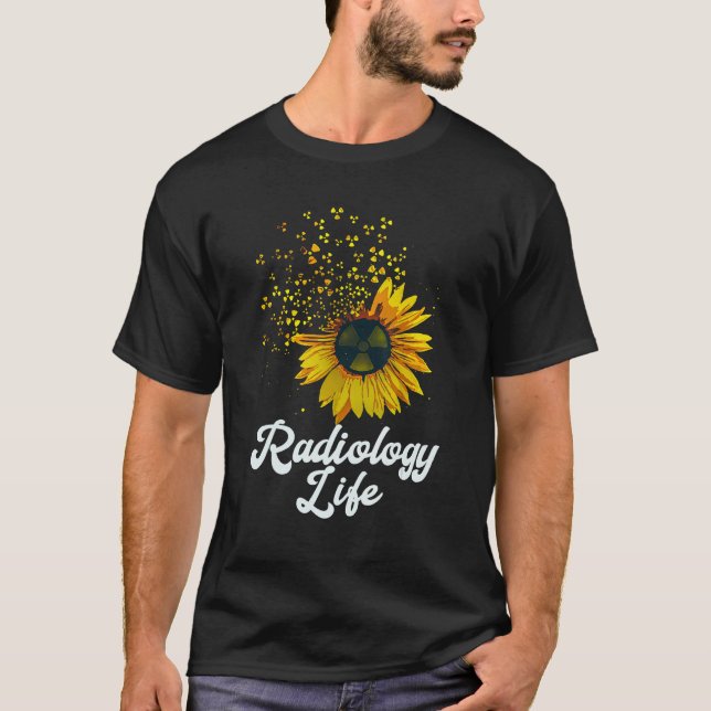 Camiseta Radiologia Vida Girassol Amarelo Flor Cotação (Frente)