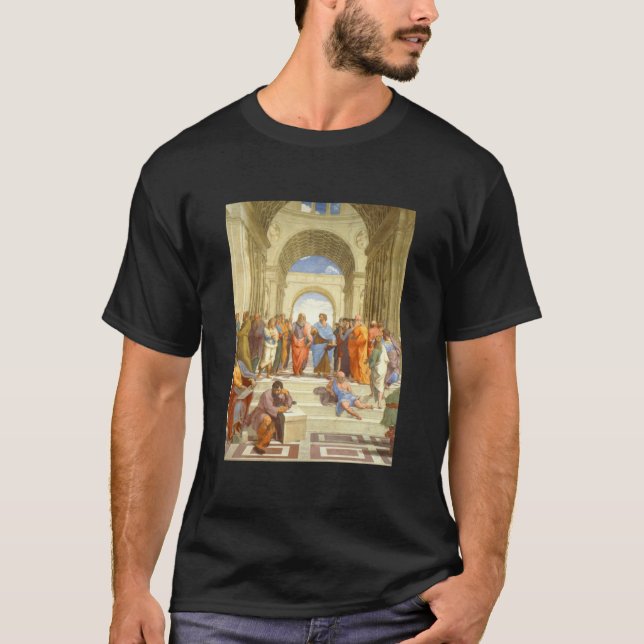Camiseta Raffaello Sanzio da Urbino Escola de Atenas 15 (Frente)
