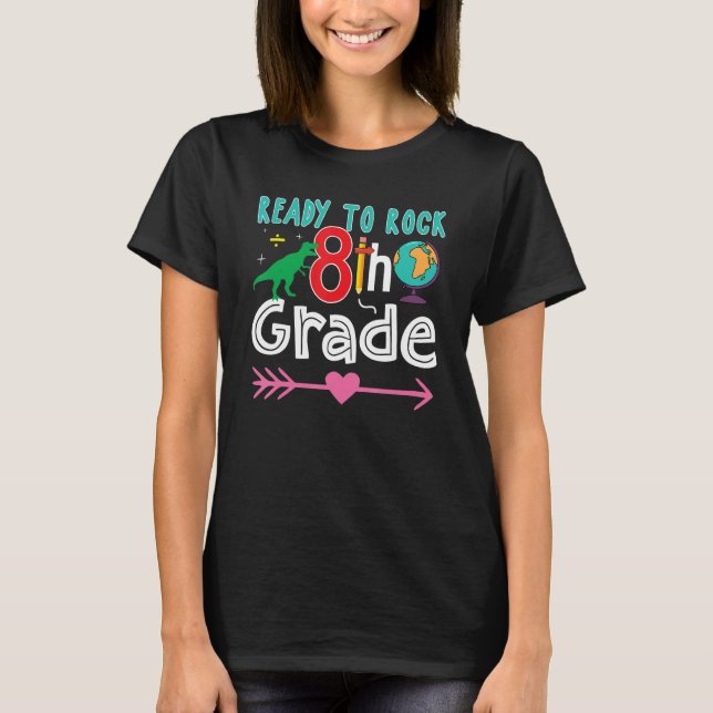 Camiseta Ragdoli Cat De Volta À Escola Pronta Para Rock 8º  (Frente)
