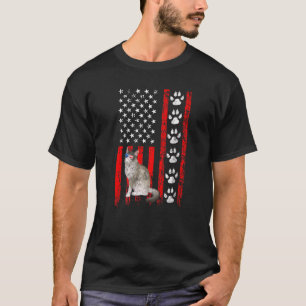 Camiseta Ragdoll Cat 4 De Julho Patriótico American Flag Pa