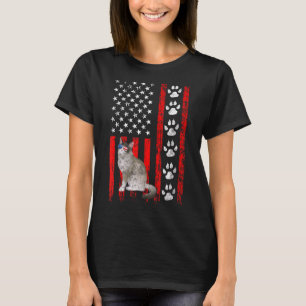 Camiseta Ragdoll Cat 4 De Julho Patriótico American Flag Pa