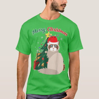 Camiseta Ragdoll Cat Árvore de Natal Neve Flakes Xmas Prese
