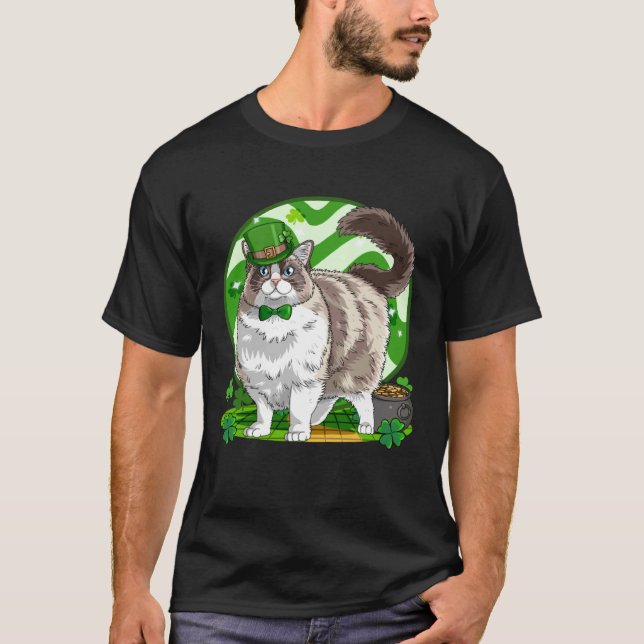Camiseta Ragdoll Cat Lucky Leprechaun St Patricks Day (Frente)
