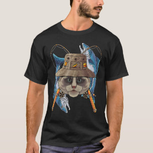 Camiseta Ragdoll Pescador ao Ar Livre Gato Fofo Pescaria co