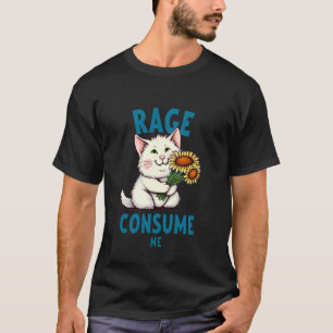 Camiseta Rage consome-me gata de flores de gata engraçada G