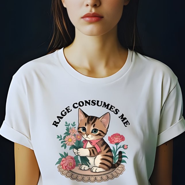 Camiseta Rage consome-me gato-gato-gato-de-flor-doce (Criador carregado)