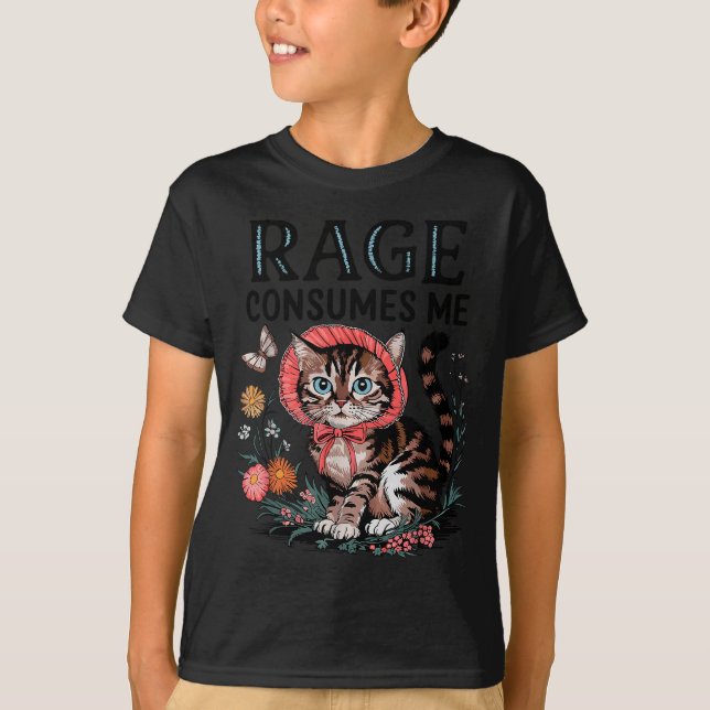 Camiseta Rage Consumes Me Funny Cat Meme  (Frente)