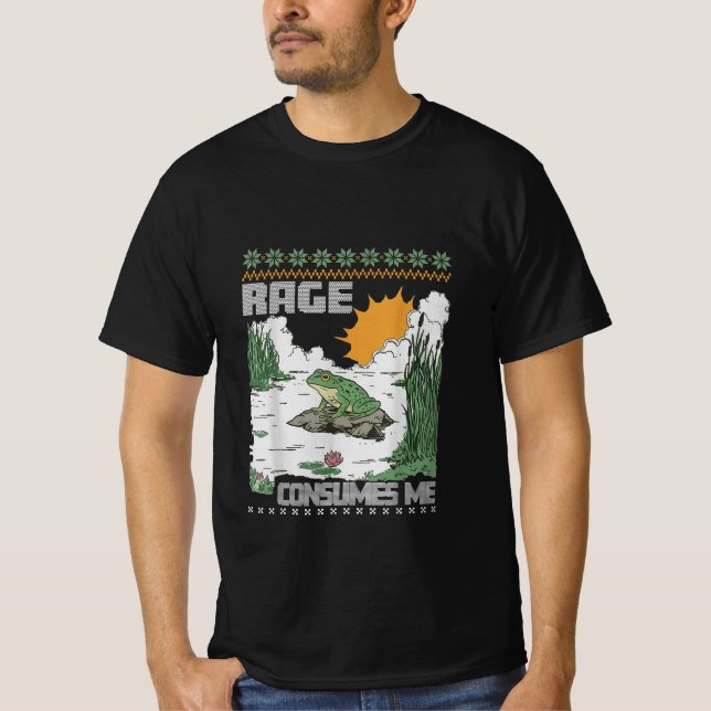 Camiseta Rage Consumes Me Funny Frog Meme Retro Humor Joke (Frente)