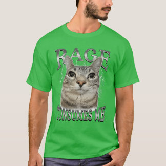 Camiseta Rage Consumes Me Funny Silly Staring Cat Meme Wome