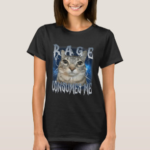 Camiseta Rage me consome Cat Vintage Memória Engraçada