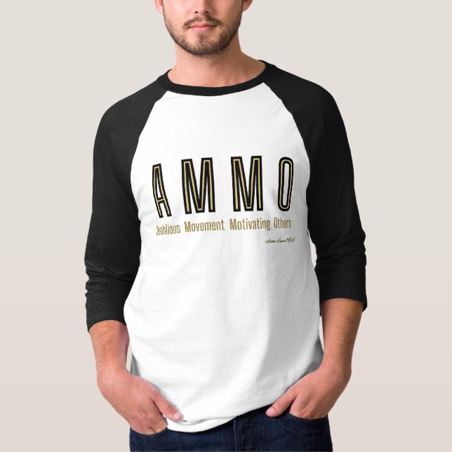 Camiseta Raglan 3/4, sigla de Ammo Roupa USA (Frente)
