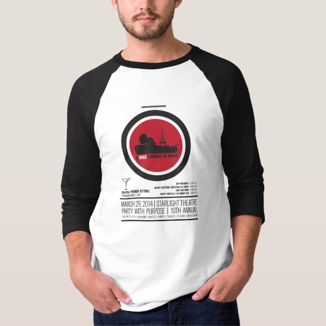 Camiseta Raglan afortunado da cara (Frente)