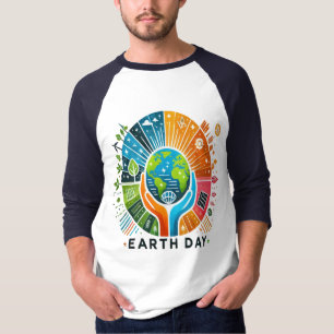 Camiseta Raglan, Capa 3/4 dos Homens do Dia da Terra