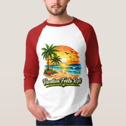 Camiseta Raglan de Beisebol Vacation Feels Right E
