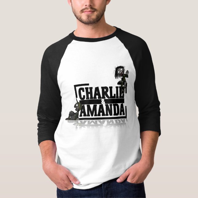 Camiseta Raglan do logotipo de Charlie & de Amanda (Frente)