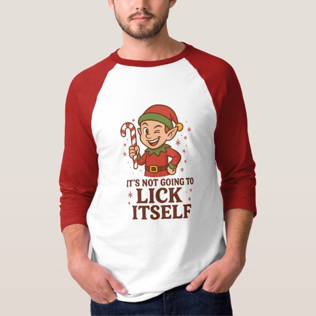 Camiseta Raglan "Não Vai Lamber a Si Mesma" (Frente)