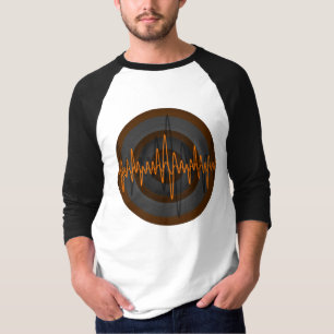 Camiseta Raglan redondo escuro alaranjado sadio da luva do
