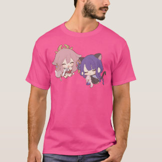 Camiseta Raiden Yae Miko Sleep Chibi Kawaii Impacto Genshin