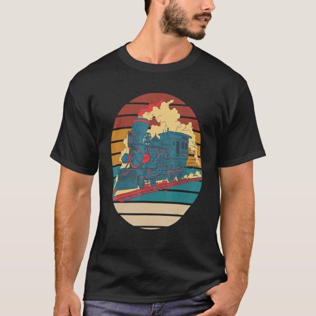 Camiseta Railroad Steam Locomotive Retro Railway Train Cond (Frente)