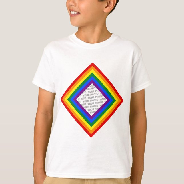 Camiseta RAINBOL FLAG FRAME + sinal ou imagem (Frente)