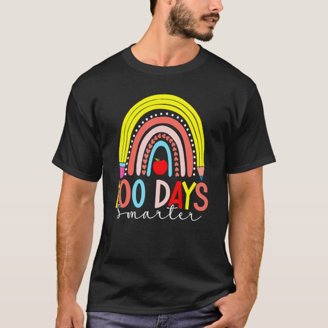 Camiseta Rainbow 100 Days Smarter Happy 100 Days Of School  (Frente)