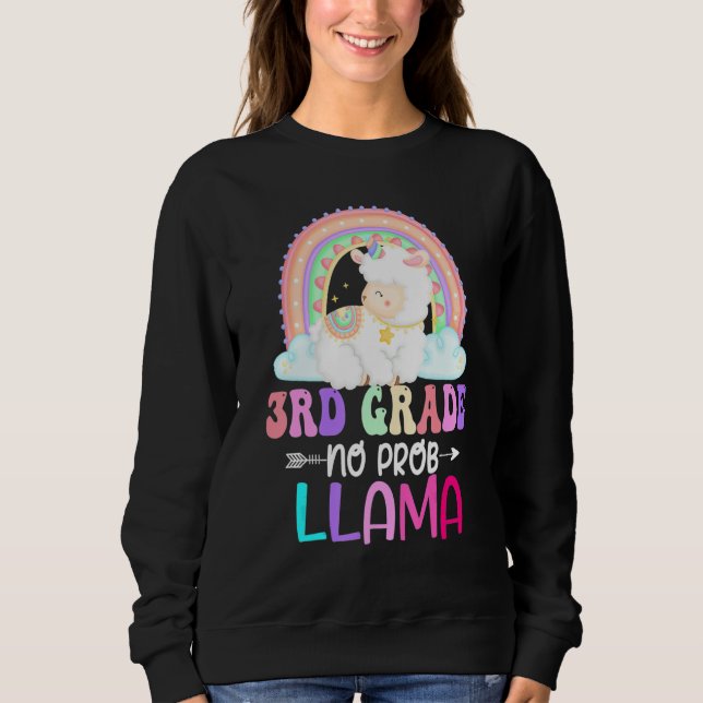 Camiseta Rainbow 3rd Grade No Prob Llama 100th Day of Schoo (Frente)