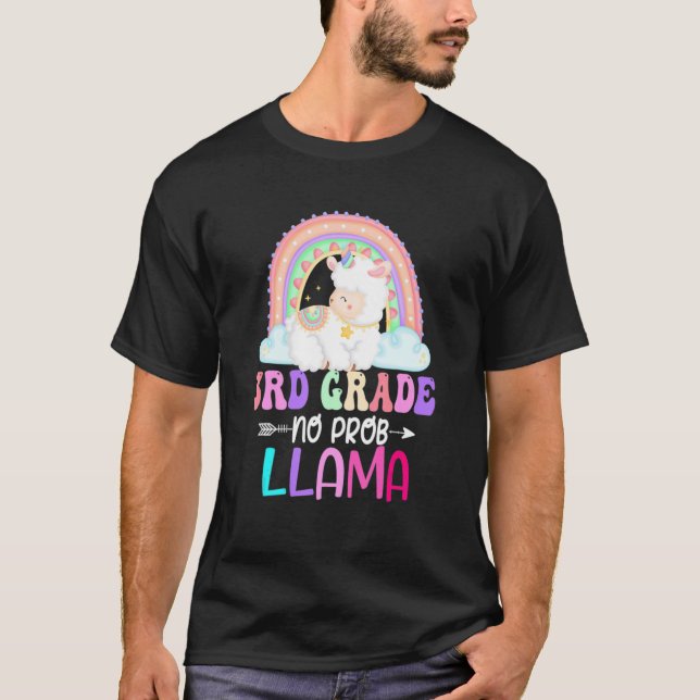 Camiseta Rainbow 3rd Grade No Prob Llama 100th Day Of Schoo (Frente)