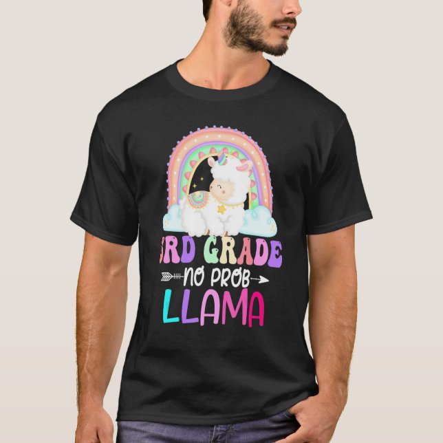 Camiseta Rainbow 3rd Grade No Prob Llama 100th Day of Schoo (Frente)