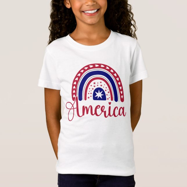 Camiseta Rainbow America Girl (Frente)
