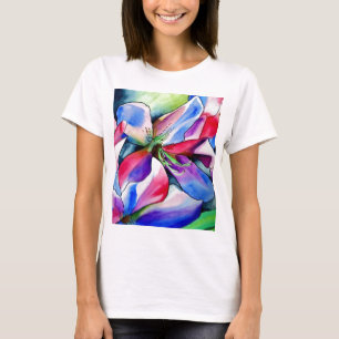 Camiseta Rainbow Azalea flor original de aquarela